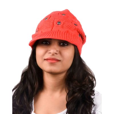 Tiekart women coral woollen cap