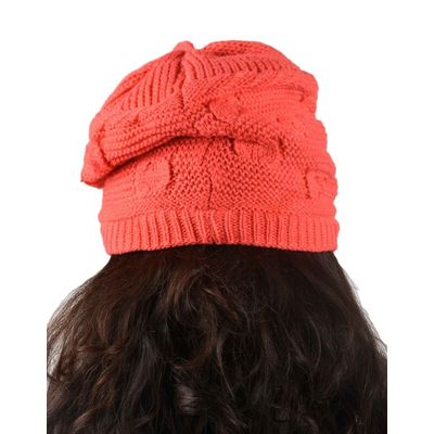 Tiekart women coral woollen cap