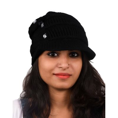 Tiekart women black  wollen cap