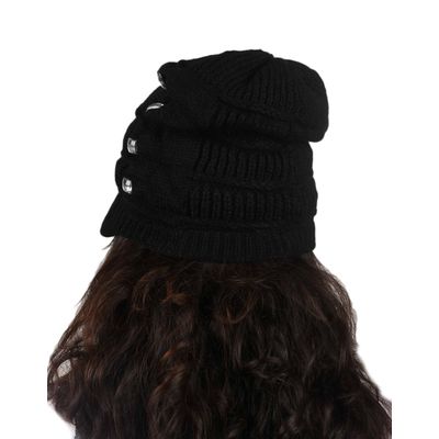 Tiekart women black  wollen cap