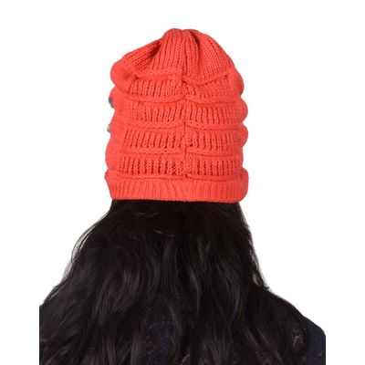 Tiekart women coral woollen cap