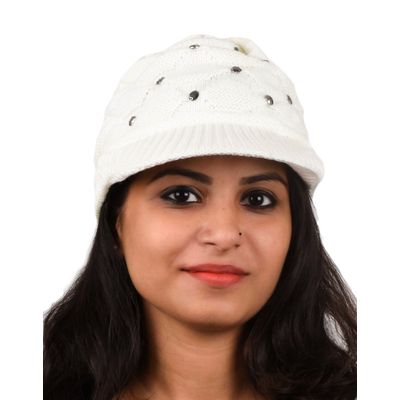 Tiekart women white woollen cap