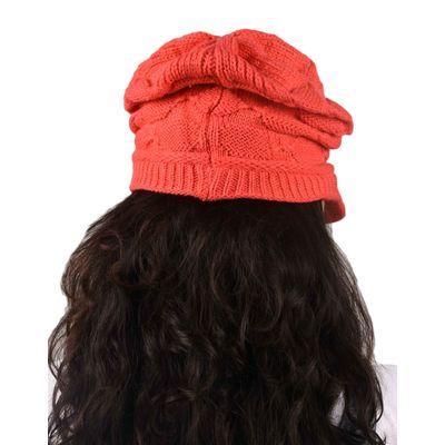 Tiekart women coral woollen cap