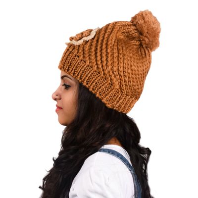 Tiekart women brown floral wollen cap