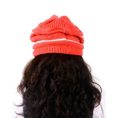 Tiekart women coral  wollen cap