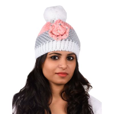 Tiekart women multi floral wollen cap