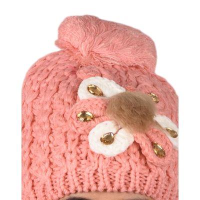 Tiekart women pink  wollen cap+muffler