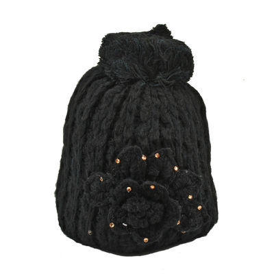 Tiekart women black paisely woollen cap