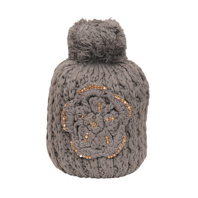 Grey Designer Woolen Warm Winter Cap + Woolen Muffler Combo Set for Women