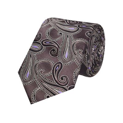 Grey Paisley Micro Fiber Necktie for Men