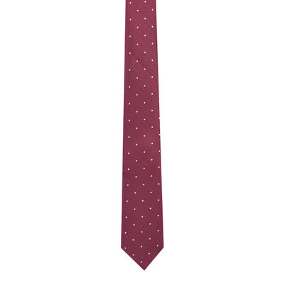 Men Tie - Maroon Designer Polka Dots ties for men