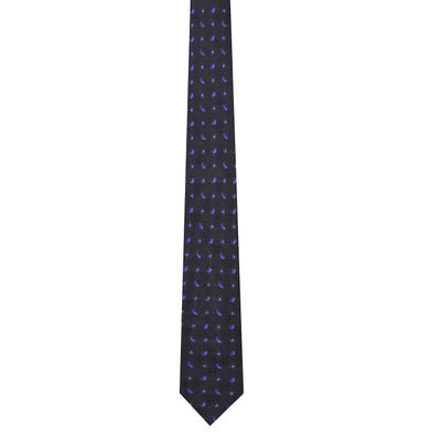 Men Tie - Black & Purple floral/paisley Micro Fiber Necktie for Men