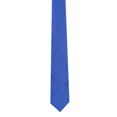 Men Tie - Blue dotted checks Micro Fiber Necktie for Men