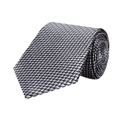 Men Tie - Grey & Black Impression Micro Fiber Necktie for Men