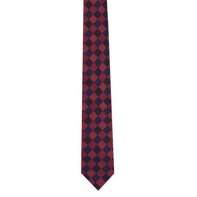 Men Tie -Black & Red Diamonds Micro Fiber Necktie for Men