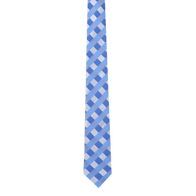 Men Tie -Blue checks Micro Fiber Necktie for Men