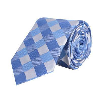 Men Tie -Blue checks Micro Fiber Necktie for Men