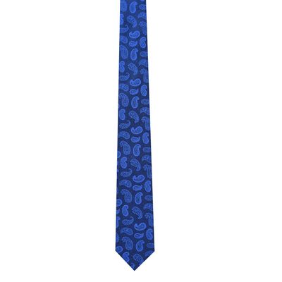 Men Tie - Blue floral/paisley Micro Fiber Necktie for Men