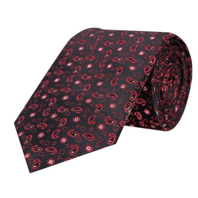 Men Tie - Red floral/paisley Micro Fiber Necktie for Men