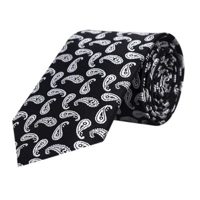 Men Tie - Black floral/paisley Micro Fiber Necktie for Men