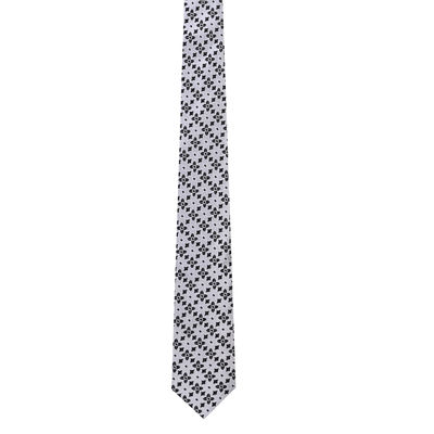 Men Tie - White & Black floral Micro Fiber Necktie for Men