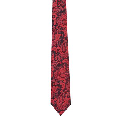 Men Tie - Red & black floral/paisley Micro Fiber Necktie for Men