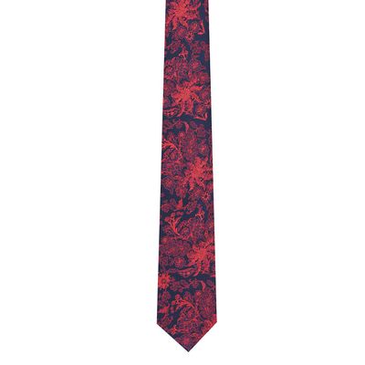 Men Tie -Blue &  Red floral Micro Fiber Necktie for Men