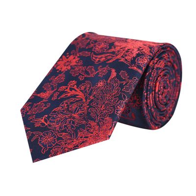 Men Tie -Blue &  Red floral Micro Fiber Necktie for Men