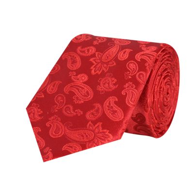 Men Tie - Red floral/paisley Micro Fiber Necktie for Men