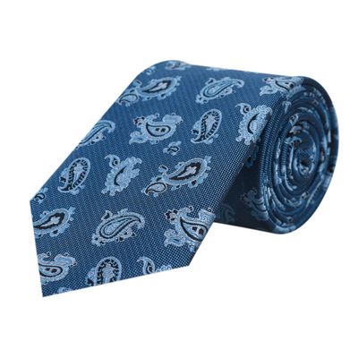 Men Tie - Blue floral/paisley Micro Fiber Necktie for Men