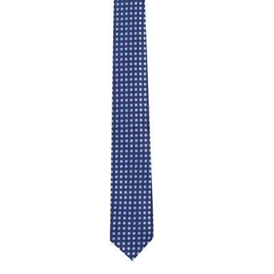 Men Tie - Blue Geometric  design Micro Fiber Necktie for Men