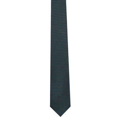 Men Tie - Green Geometrical design designer Micro Fiber Necktie for Men