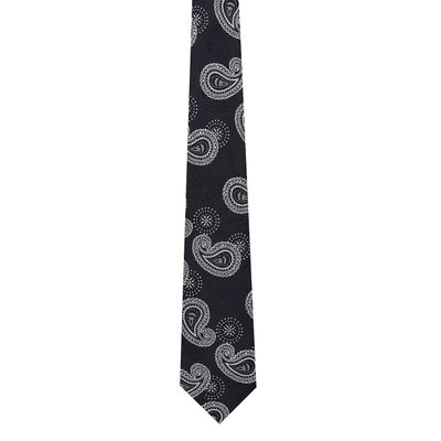 Men Tie - Black floral/paisley Micro Fiber Necktie for Men