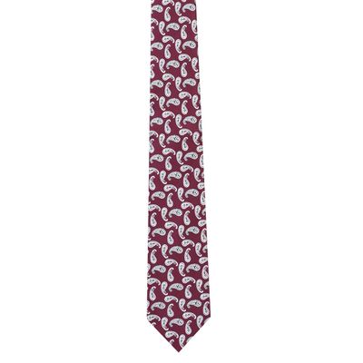 Men Tie - Maroon floral/paisley Micro Fiber Necktie for Men