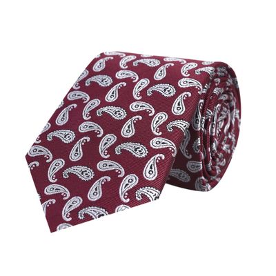 Men Tie - Maroon floral/paisley Micro Fiber Necktie for Men