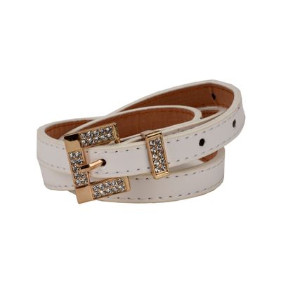 Tiekart women white stone embedded  belt