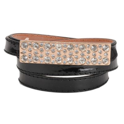 Tiekart women black stone embedded  belt