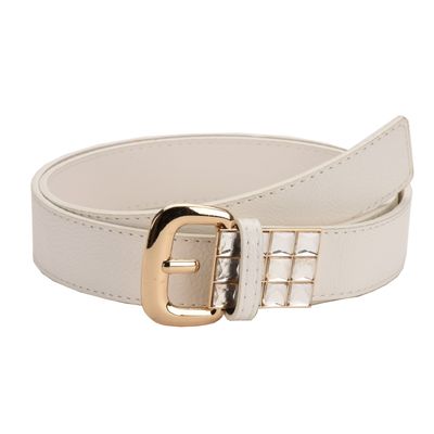 Tiekart women white stone embedded  belt