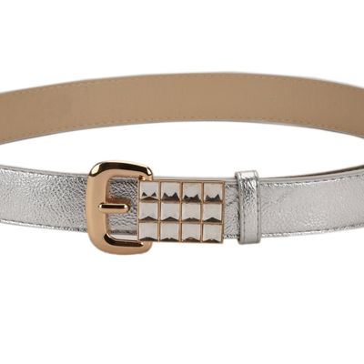 Tiekart women silver stone embedded  belt