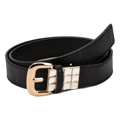 Tiekart women black stone embedded  belt