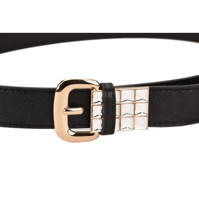 Tiekart women black stone embedded  belt