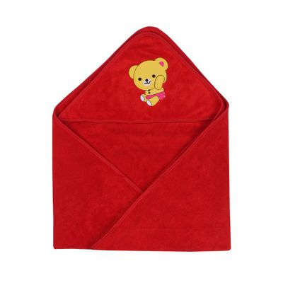 Tiekart Kids soft Hooded Towel  Teddy Design - Red