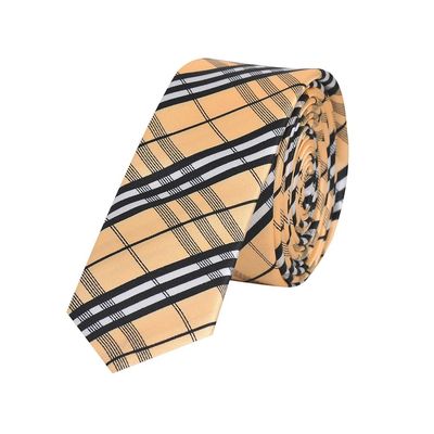 Tiekart men peach checked thin slim tie