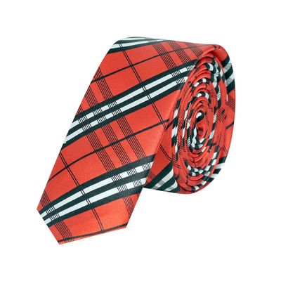 Tiekart men red checked  thin slim tie