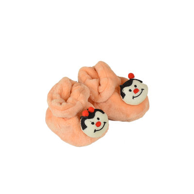 Funky Orange Flannel Booties Footwear for Baby Boys and Baby Girls