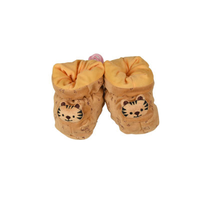 Funky Brown Flannel Booties Footwear for Baby Boys and Baby Girls