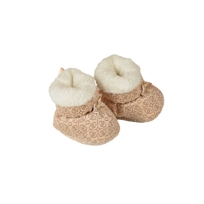 Cute Brown Flannel Booties Footwear for Baby Boys and Baby Girls