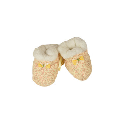 Cute Yellow Flannel Booties Footwear for Baby Boys and Baby Girls