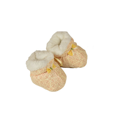 Cute Yellow Flannel Booties Footwear for Baby Boys and Baby Girls