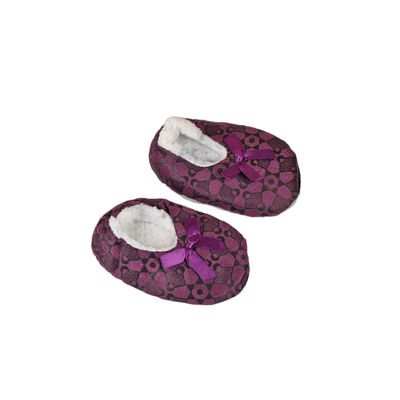 Cute Purple Flannel Booties Footwear for Baby Boys and Baby Girls